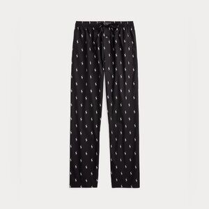 Polo Ralph Lauren Pony Pajama Pant Men Medium Black Cotton Button Adjustable